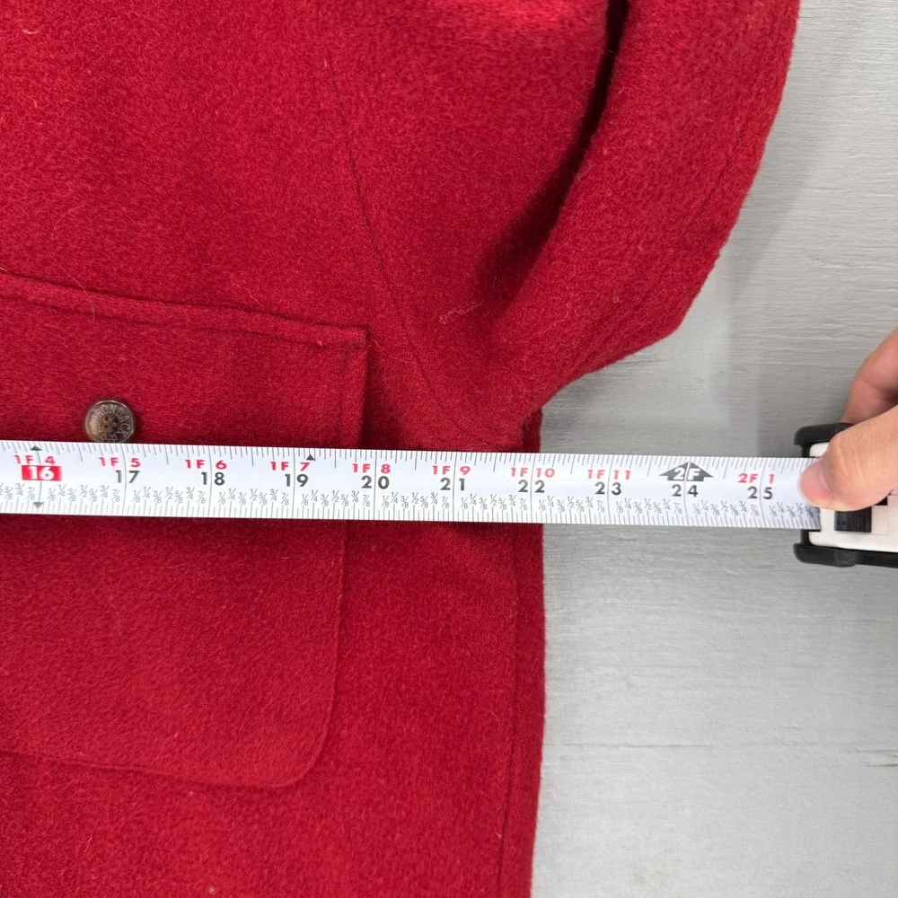 Vintage Adirondack Wool Shirt Jacket Red Quilted Lined Heavy Shacket Small